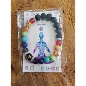 Volcanic Stone Seven Chakras Reiki Beaded Bracelet